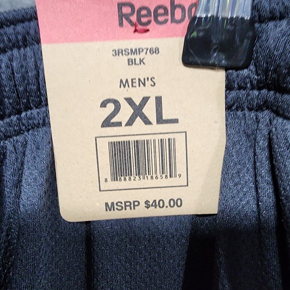 Reebok Track Pants Coach Polyester‎ Size XXL Black Elastic Wasitband Pockets - Picture 5 of 5